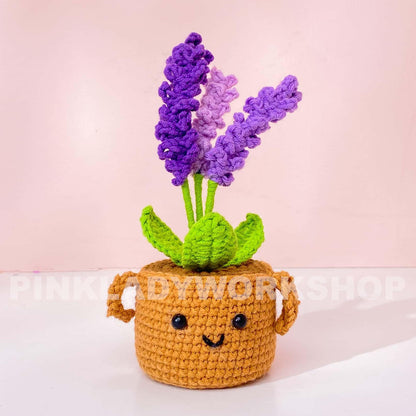Crochet Lavender Flower Pot: Handmade Yarn Decor