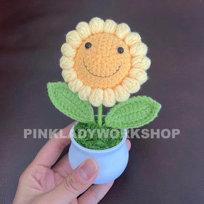 Handmade Finished Crochet Sunflower Pot | Sunflower Decor | Cute Crochet Flower | Decorative Plants | Crochet Flowers | Home Decor