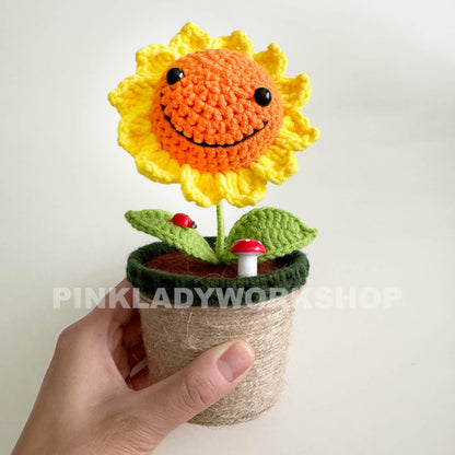 Handmade Finished Crochet Sunflower Pot | Sunflower Decor | Cute Crochet Flower | Decorative Plants | Crochet Flowers | Home Decor