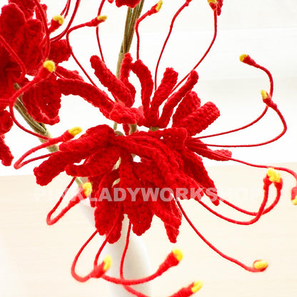 Crochet Red Spider Lily: Handmade Yarn Flower - Bold Floral Decor