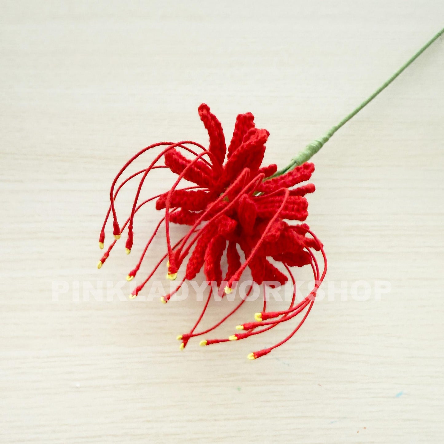 Crochet Red Spider Lily: Handmade Yarn Flower - Bold Floral Decor