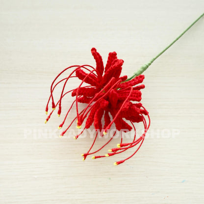 Crochet Red Spider Lily: Handmade Yarn Flower - Bold Floral Decor
