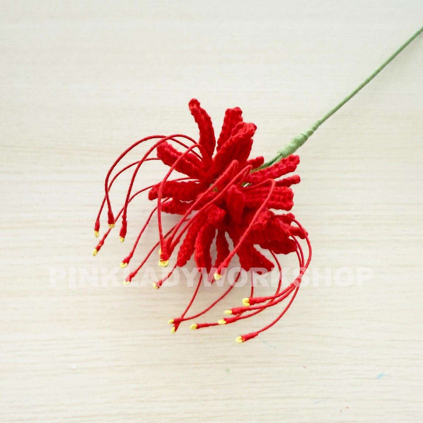 Crochet Red Spider Lily: Handmade Yarn Flower - Bold Floral Decor