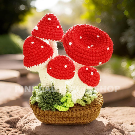 Handmade Crochet Mushroom Pot: Whimsical Home Decor