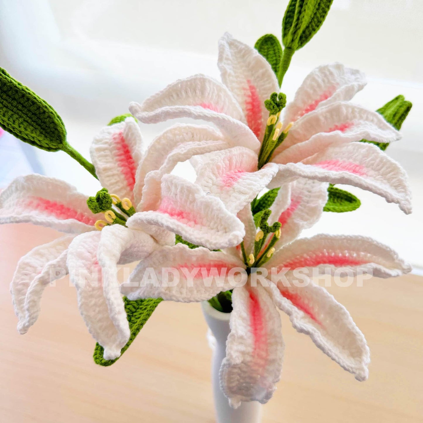Handmade Crochet Lily Stem: Artificial Flower Bouquet, Wedding Decor