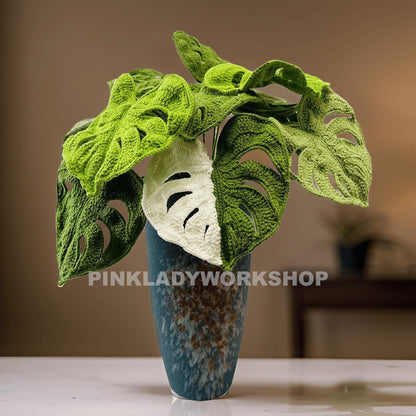 Handmade Crochet Monstera Plant: Decorative Yarn Home Decor