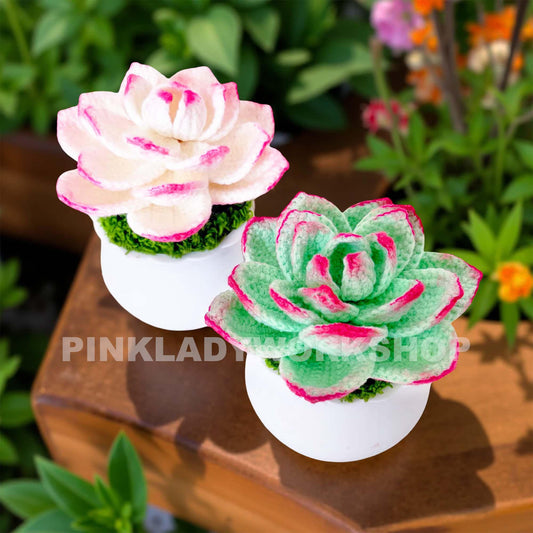 Handmade Crochet Succulent Pot: Yarn Faux Desk Plant