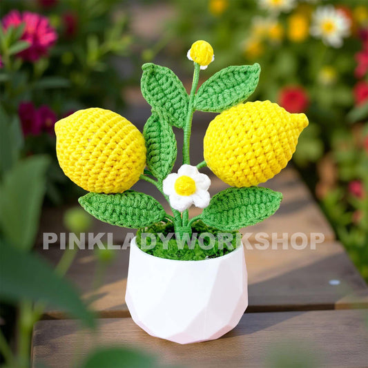 Handmade Crochet Lemon Tree  | Crochet Lemon Decor | Crochet Bonsai | Lemon Decoration | Handmade Gift | Cute Office Decor