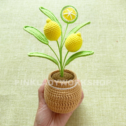 Handmade Crochet Lemon Tree  | Crochet Lemon Decor | Crochet Bonsai | Lemon Decoration | Handmade Gift | Cute Office Decor