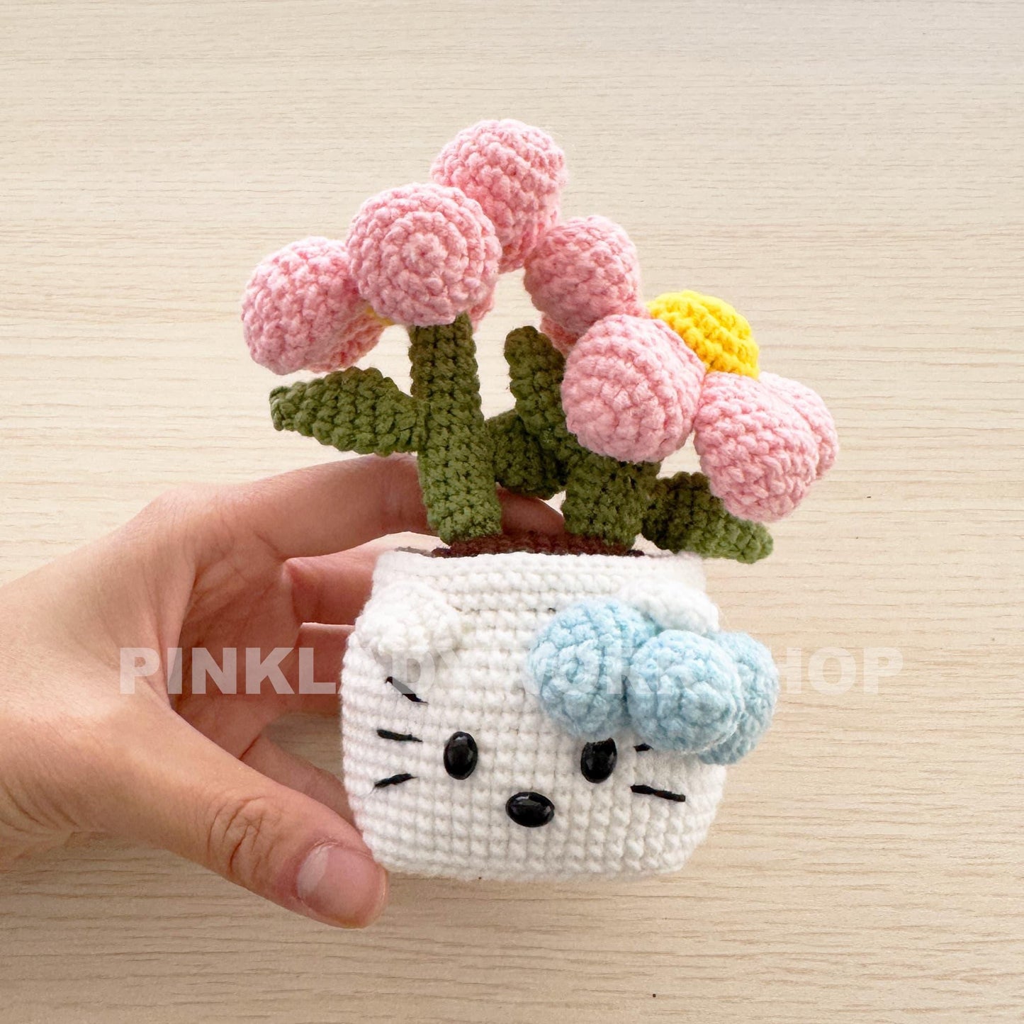 Crochet Kitty Flower Pot: Handmade Yarn Cat Planter