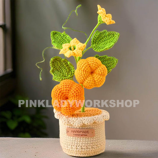 Crochet Pumpkin Flower Pot: Handmade Fall Decor