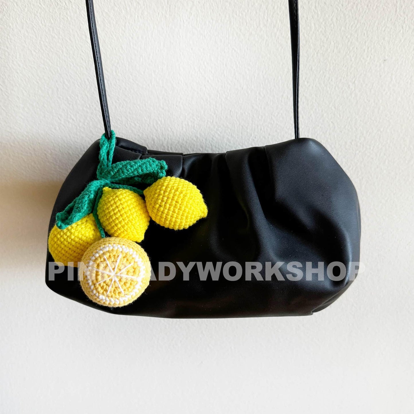 Crochet Lemon Car Decor: Handmade Keychain Backpack Charm