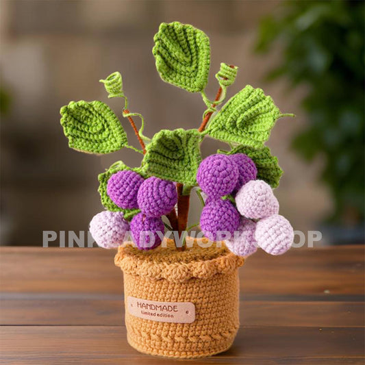 Handmade Crochet Grape Plant: Purple Yarn Decor