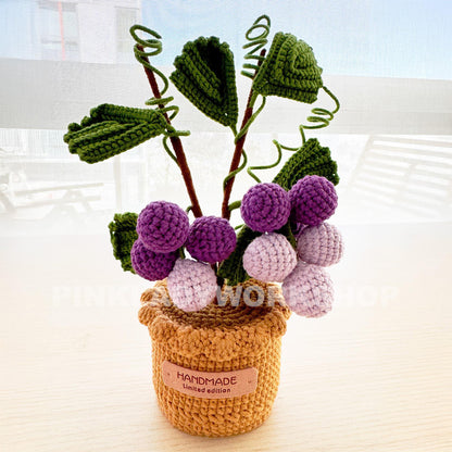 Handmade Crochet Grape Plant: Purple Yarn Decor
