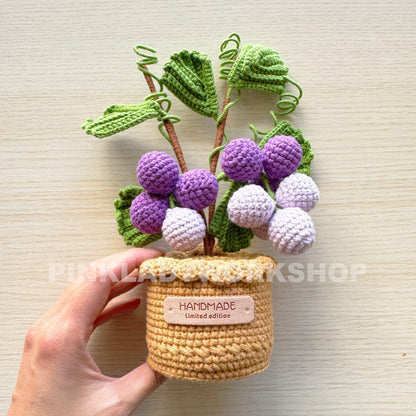 Handmade Crochet Grape Plant: Purple Yarn Decor