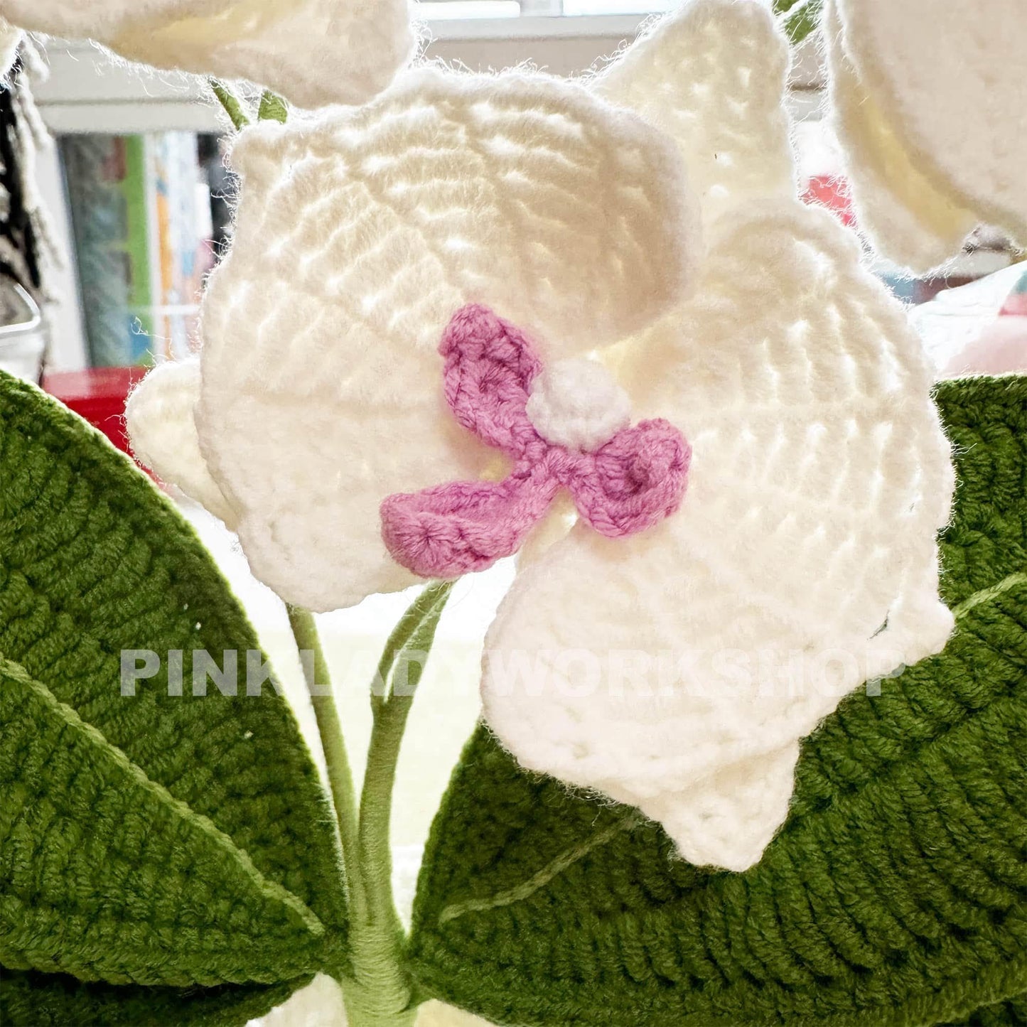 Crochet Moth Orchid Bonsai with Vase: Handmade Cotton Yarn Decor