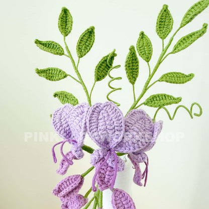 Handmade Crochet Wisteria Flowers (no vase)  Purple Hanging Vine Decor | Amigurumi Flowers | Faux Floral Arrangement | Home Decor
