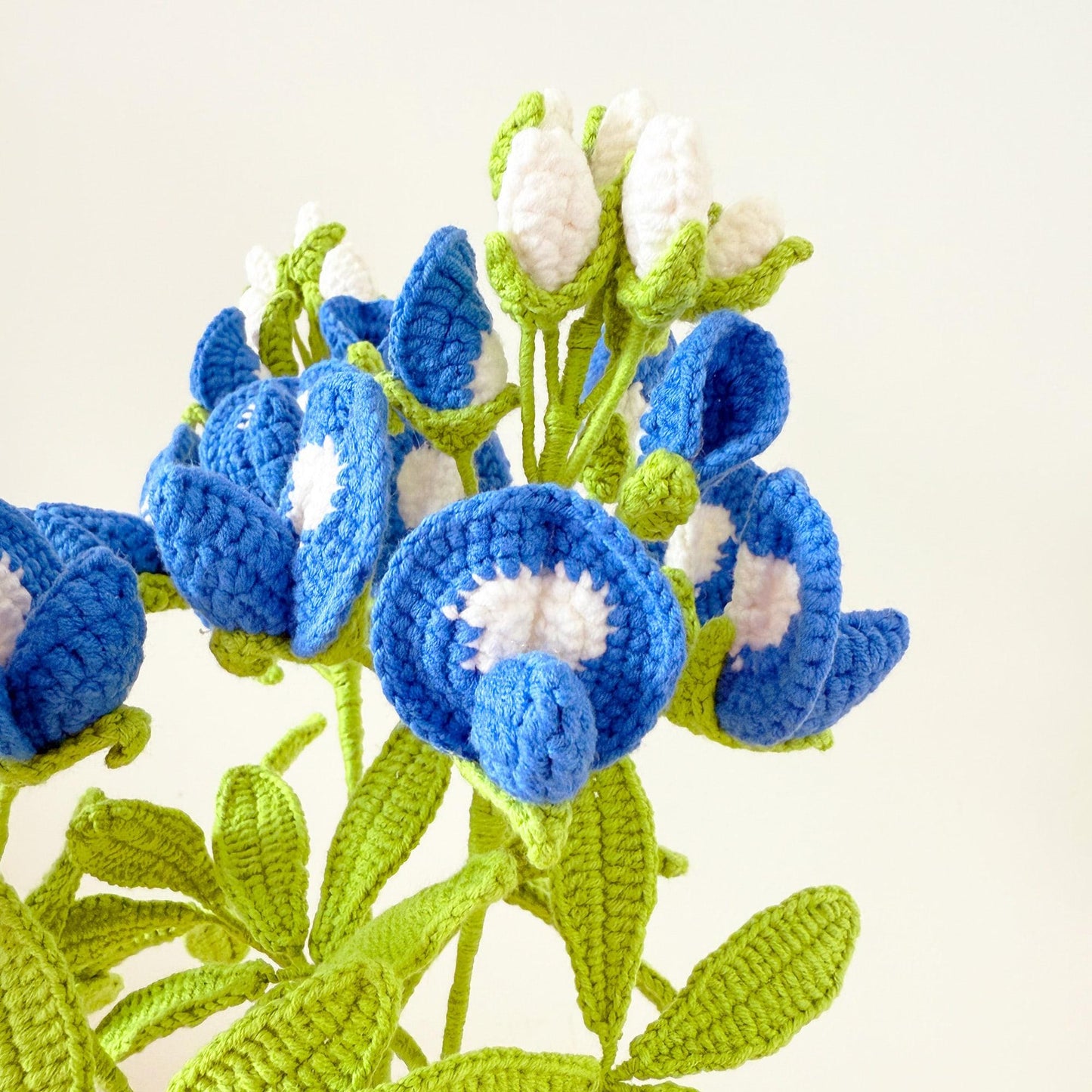 Handmade Crochet Bluebonnet Bouquet (no vase): Texas Wildflower Decor