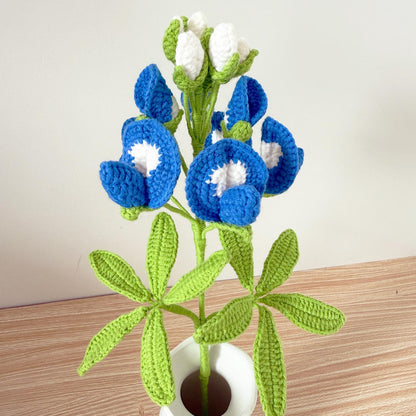 Handmade Crochet Bluebonnet Bouquet Flower(no vase) | Texas Wildflower Decor | Yarn Flowers in Vase | Home Decoration | Gift for Her