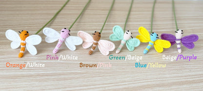 Handmade Crochet Dragonfly on Stem| Insect Decor | Cute Crochet Bug | Nature Inspired | Whimsical Yarn Animal | Home Decoration