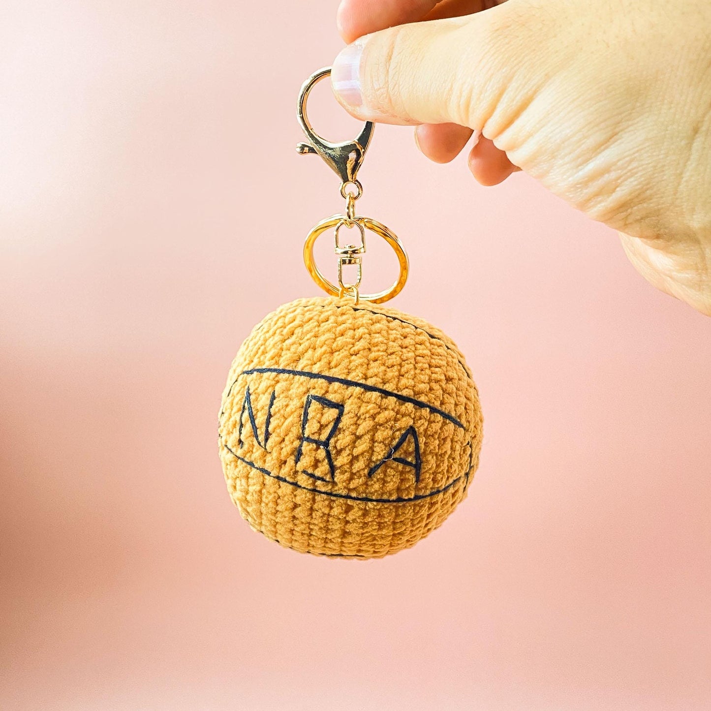 Crochet Sports Ball Keychain: Handmade Yarn Bag Charm - Baseball, Football, Basketball, Soccer