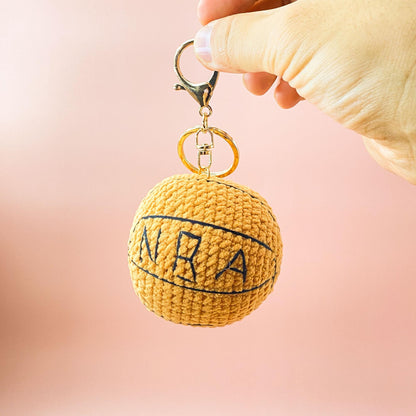 Crochet Sports Ball Keychain: Handmade Yarn Bag Charm - Baseball, Football, Basketball, Soccer