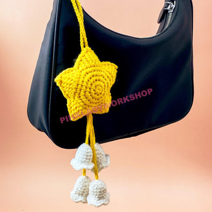 Crochet Star Charm | Lily of the Valley | Japanese Anime-Inspired Car Decor | Bag Charm | Cute Christmas Ornament | Home Decor | Gift Idea