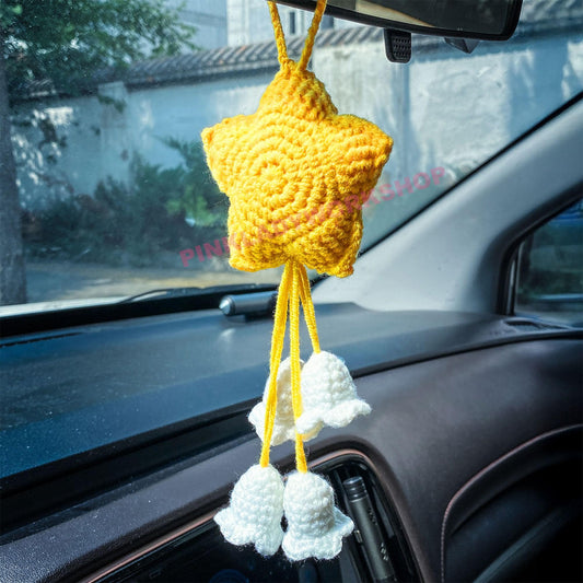 Crochet Star Charm | Lily of the Valley | Japanese Anime-Inspired Car Decor | Bag Charm | Cute Christmas Ornament | Home Decor | Gift Idea
