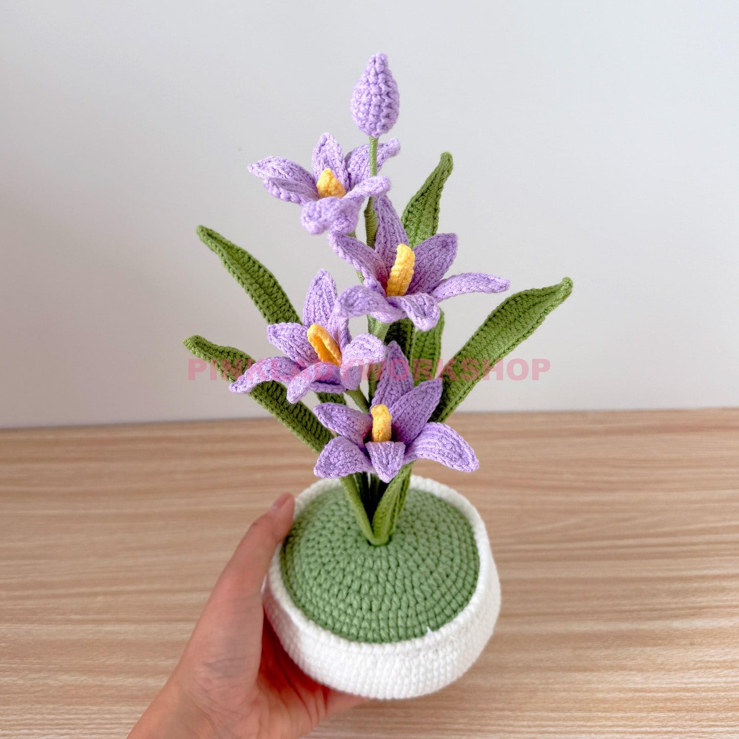 Crochet Gladiolus Flower Pot | Purple Yarn Flowers | Handmade Floral Decor | Faux Plant Gift | Spring Home Accent | Amigurumi Bloom