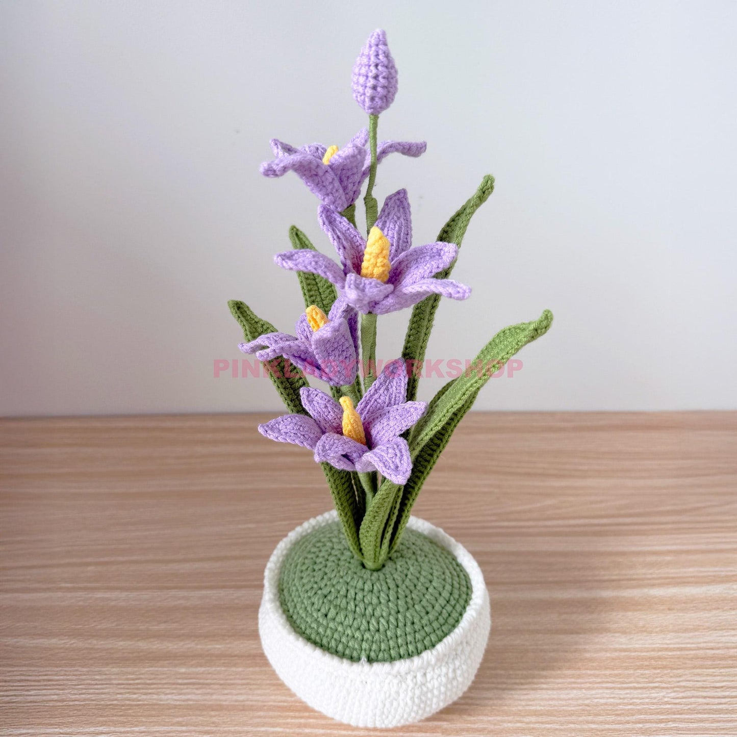 Crochet Gladiolus Flower Pot | Purple Yarn Flowers | Handmade Floral Decor | Faux Plant Gift | Spring Home Accent | Amigurumi Bloom