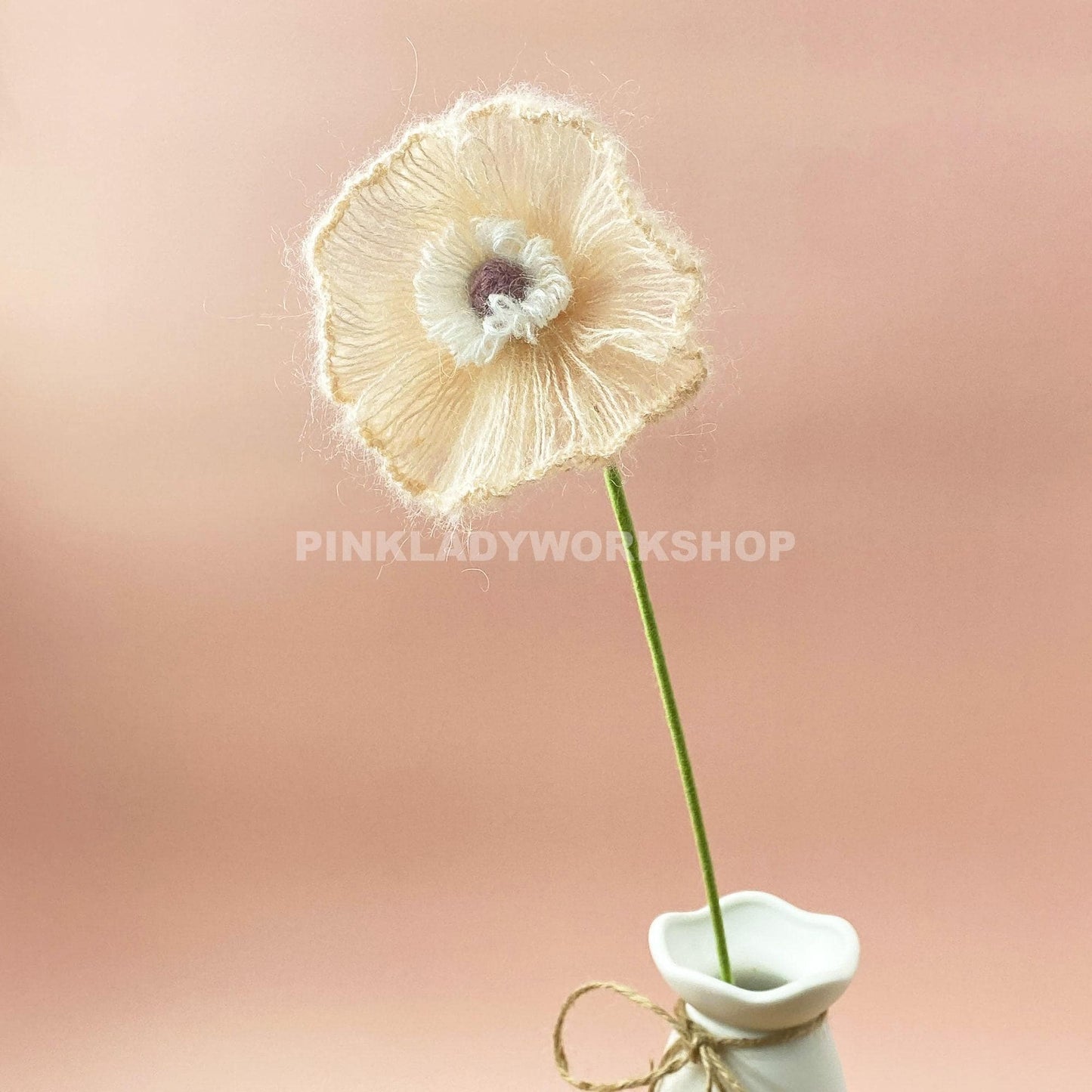 Handmade Crochet Iceland Poppy Bouquet(no vase) | Fuzzy Yarn Flowers | Handmade Pastel Decor | Soft Faux Floral Stem | Cozy Home Accent