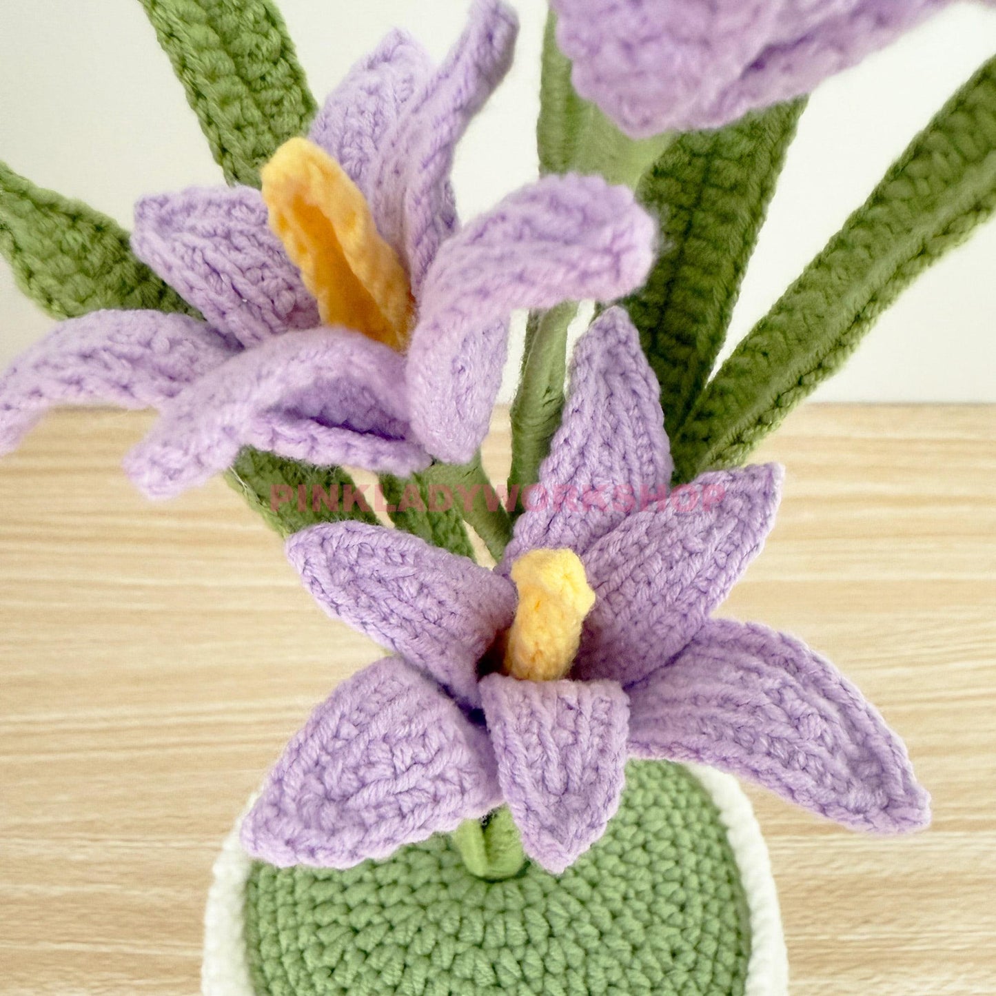 Crochet Gladiolus Flower Pot | Purple Yarn Flowers | Handmade Floral Decor | Faux Plant Gift | Spring Home Accent | Amigurumi Bloom