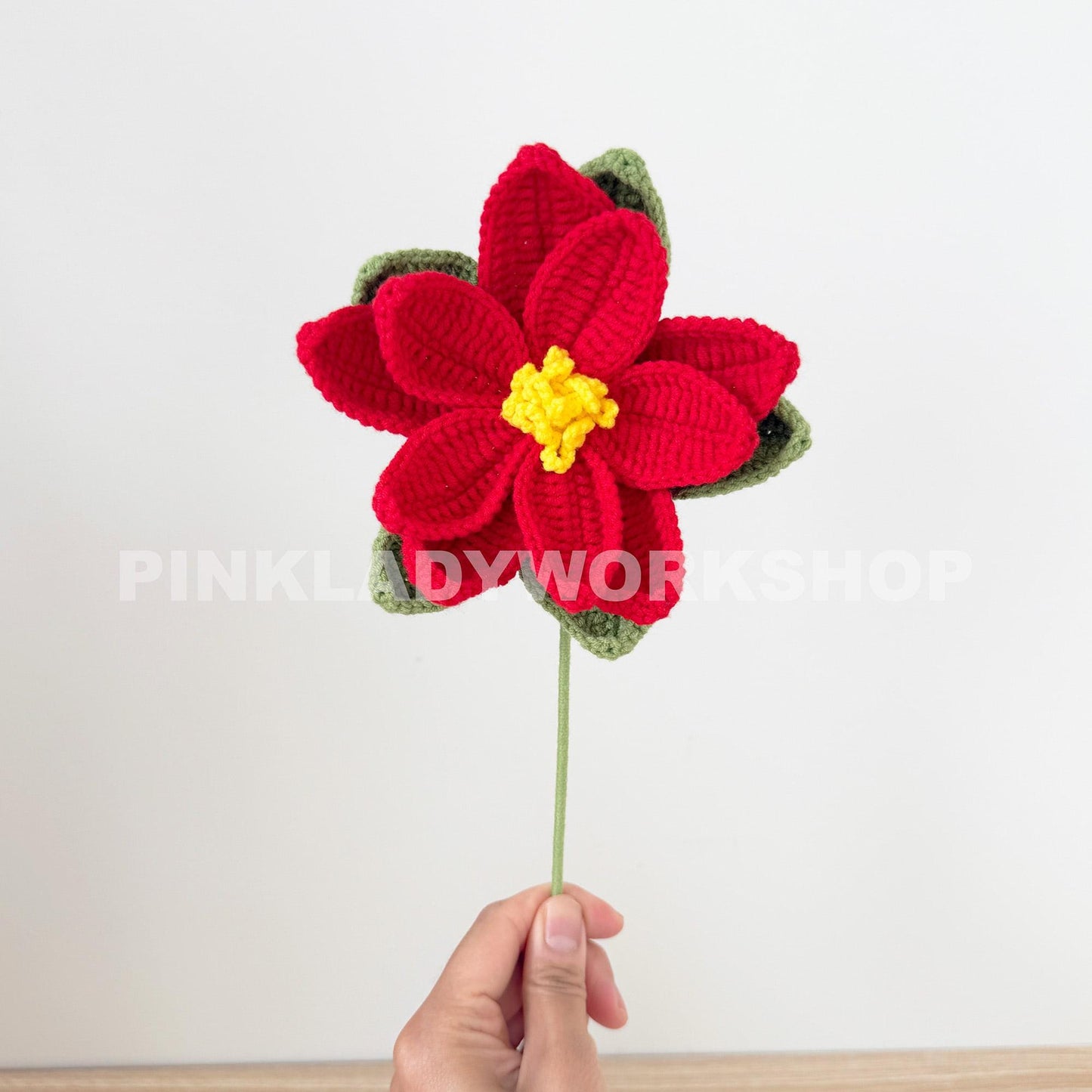 Crochet Christmas Bouquet: Poinsettia, Pine & Holly - Handmade Yarn Decor