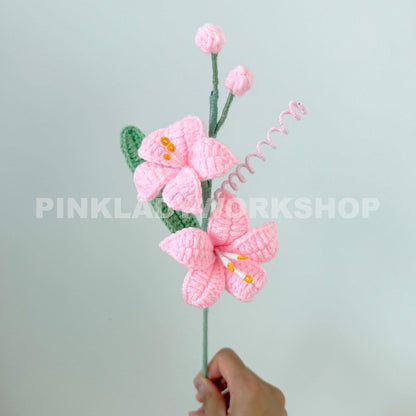 Set of 3 (1 White, 1 Baby Pink, 1 Royal Pink) Handmade Crochet Coppertips Flower(no vase) | Soft Yarn Bouquet Lily Arrangement | Floral Gift