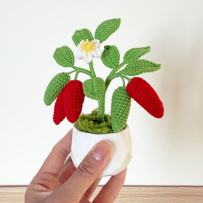 Handmade Crochet Chili Pepper Plant | Yarn Vegetable Decor