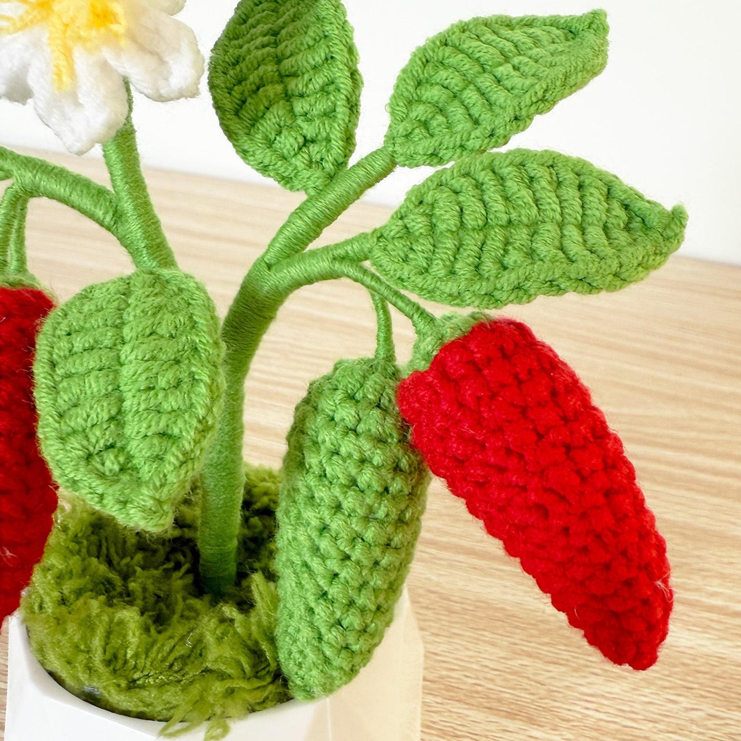 Handmade Crochet Chili Pepper Plant | Yarn Vegetable Decor