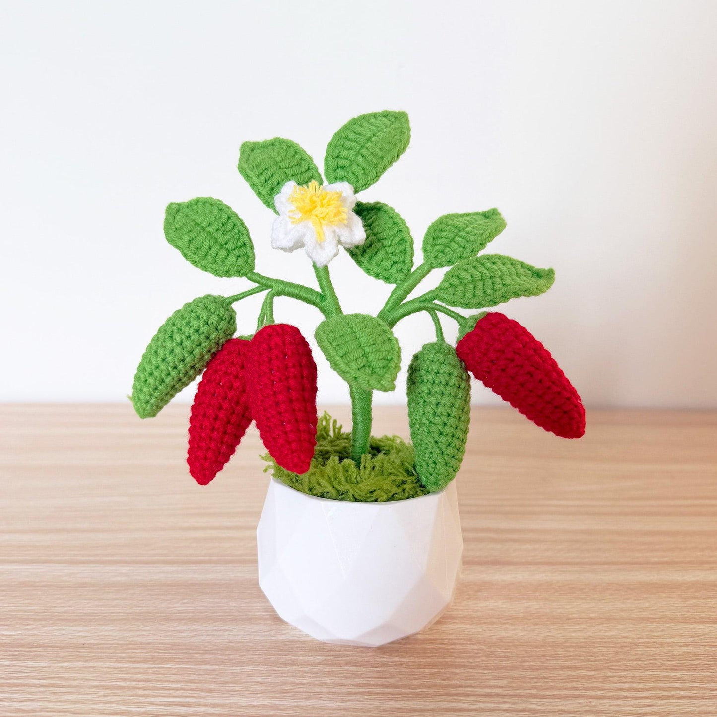 Handmade Crochet Chili Pepper Plant | Yarn Vegetable Decor