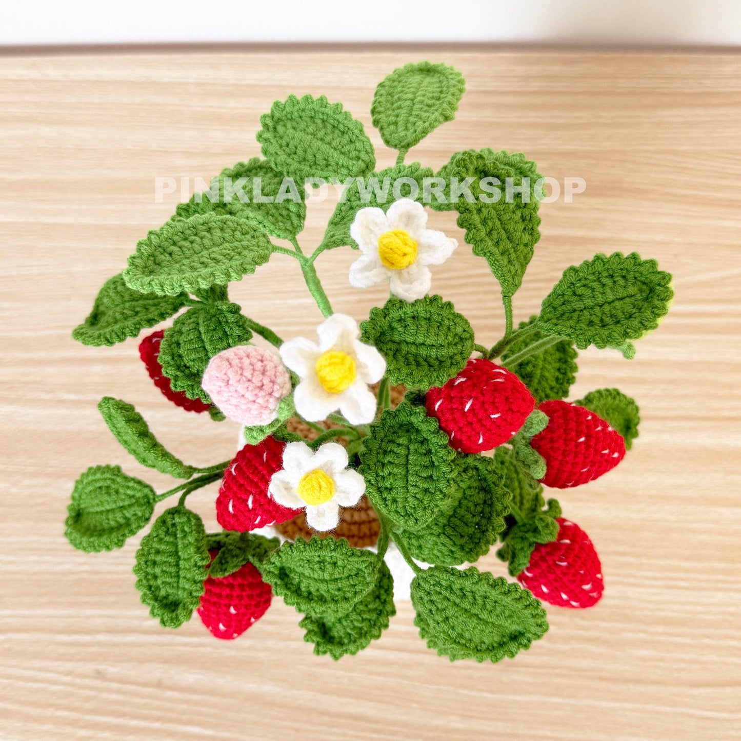 Crochet Strawberry Plant Pot: Handmade Kitchen Decor