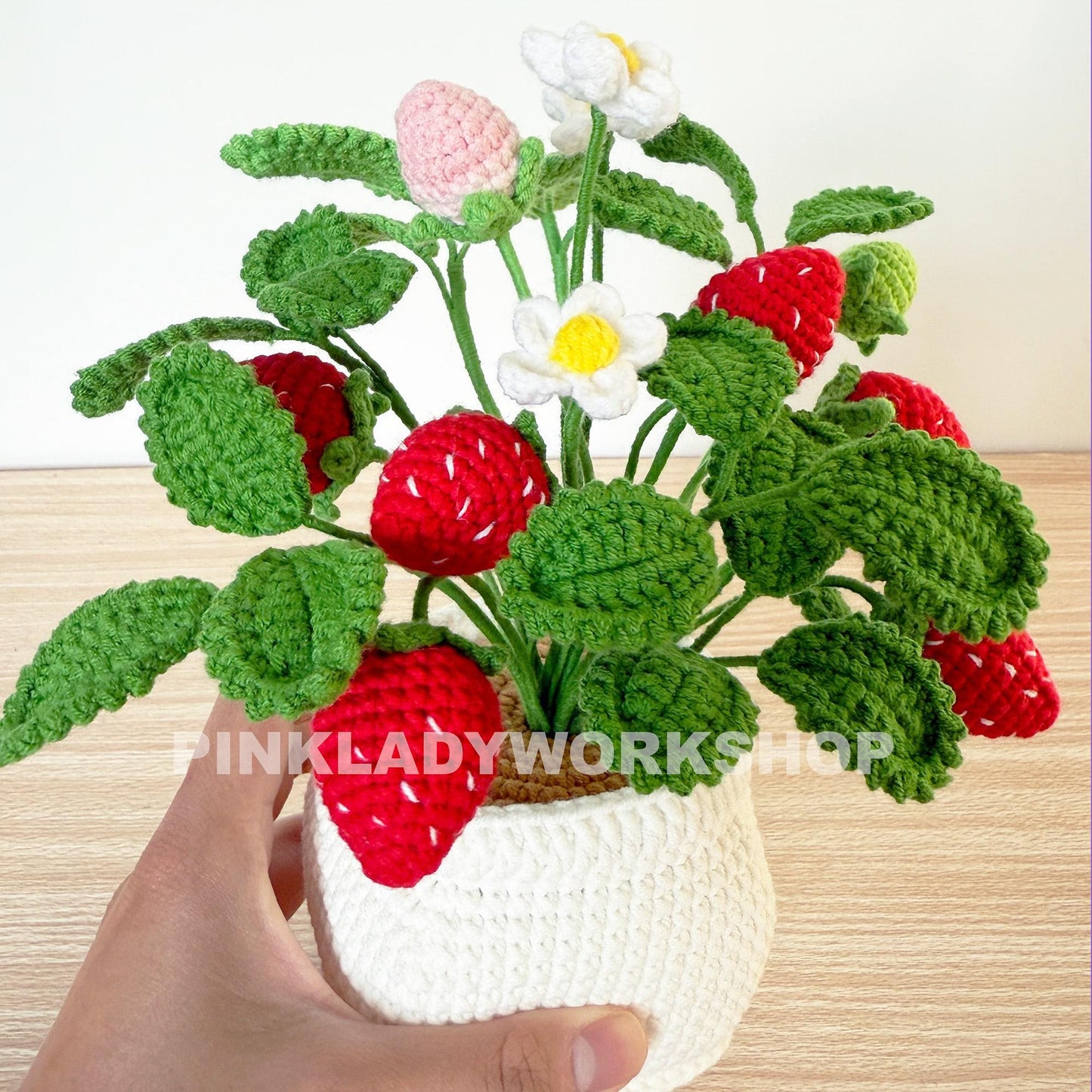 Crochet Strawberry Plant Pot: Handmade Kitchen Decor