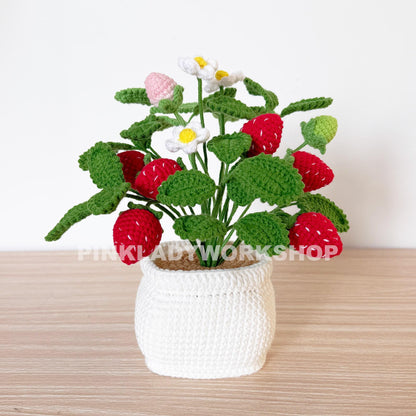 Crochet Strawberry Plant Pot: Handmade Kitchen Decor