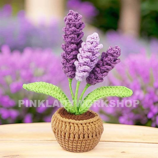 Crochet Lavender Flower Pot: Handmade Yarn Decor
