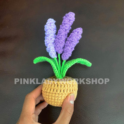 Crochet Lavender Flower Pot: Handmade Yarn Decor