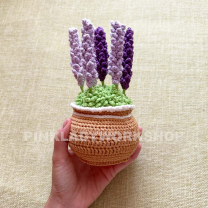Crochet Lavender Flower Pot: Handmade Yarn Decor