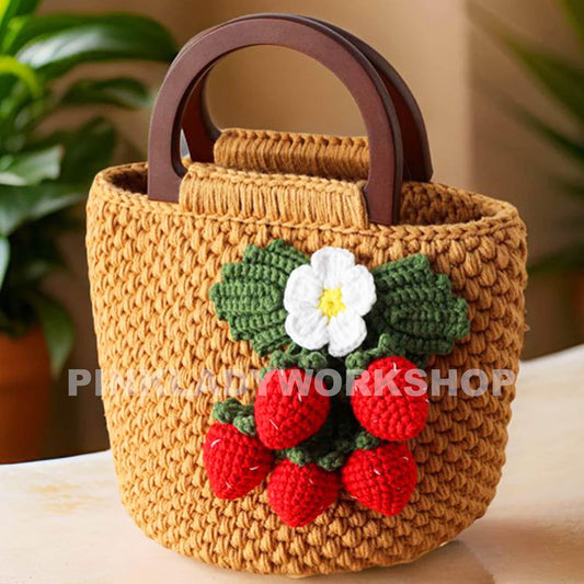 Handmade Crochet Strawberry Purse: Kawaii Fruit Clutch