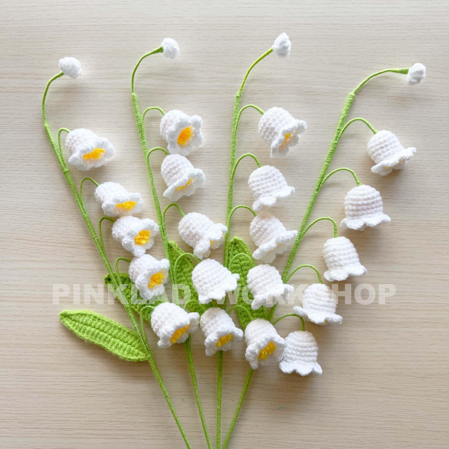 Handmade Crochet Lily of the Valley & Tulip Bouquet: Artificial Flowers