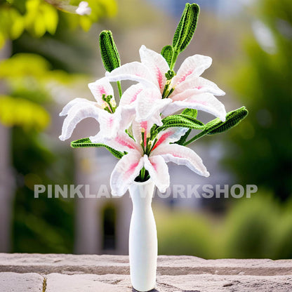 Handmade Crochet Lily Stem: Artificial Flower Bouquet, Wedding Decor