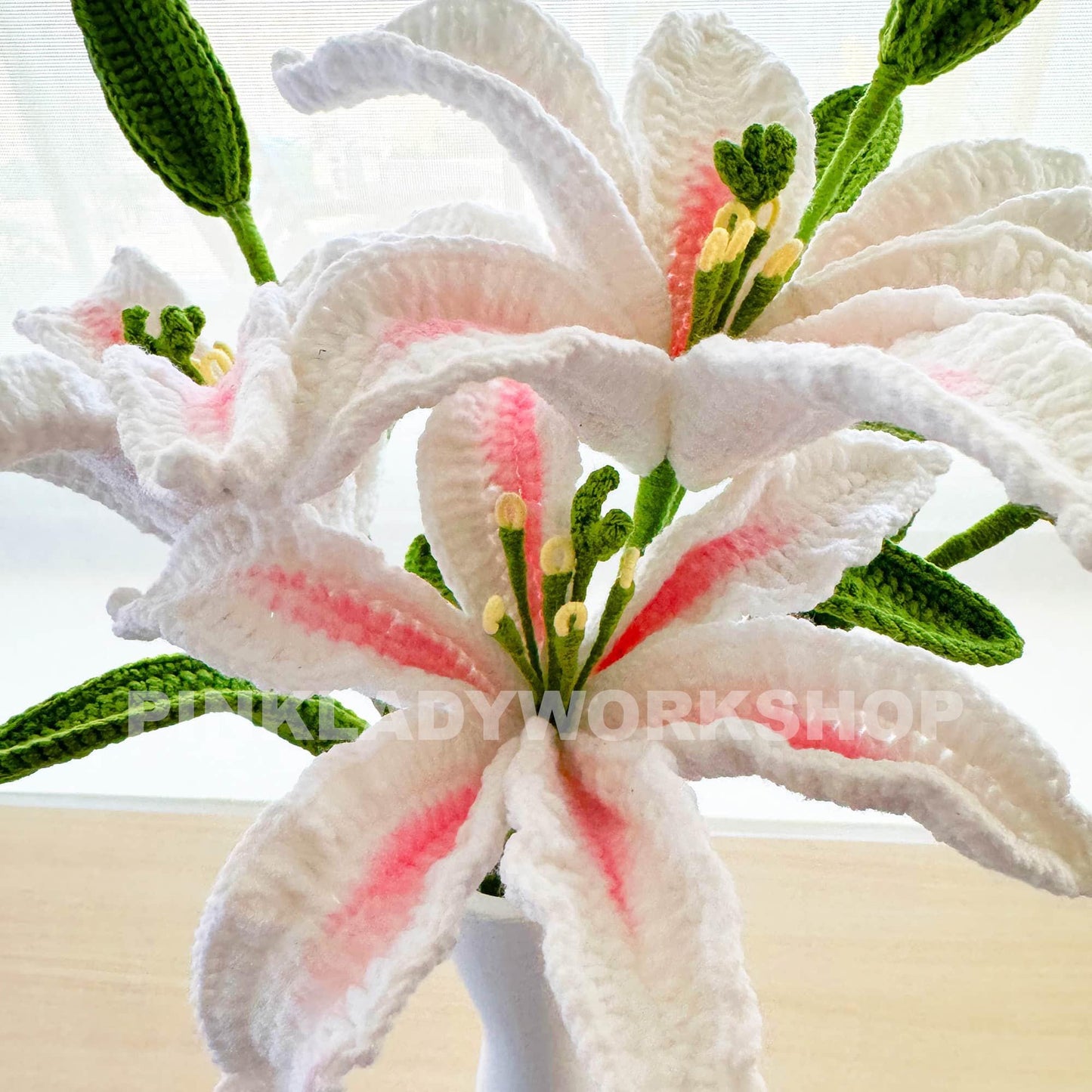Handmade Crochet Lily Stem: Artificial Flower Bouquet, Wedding Decor