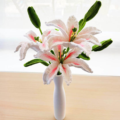 Handmade Crochet Lily Stem: Artificial Flower Bouquet, Wedding Decor