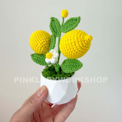 Handmade Crochet Lemon Tree | Crochet Lemon Decor | Crochet Bonsai | Lemon Decoration | Handmade Gift | Cute Office Decor