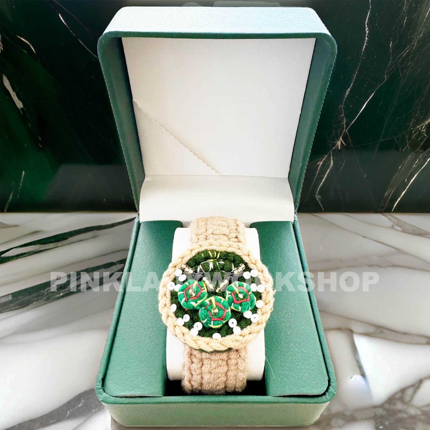 Handmade Crochet Rolex Watch | Green | Cute Crochet Toy | Crocheted Art | Gift for Boys | Father's Day | Boyfriend | Husband | Birthday